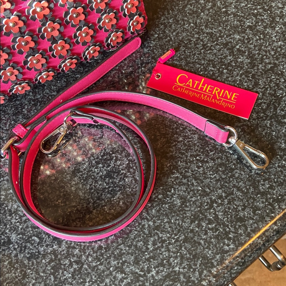 Catherine Malandrino Pink Floral Appliqué Shoulder Bag - Picture 5 of 12